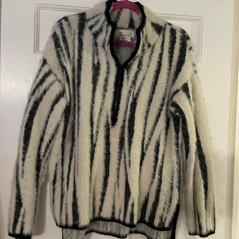 Anthropologie Zebra Quarter Zip